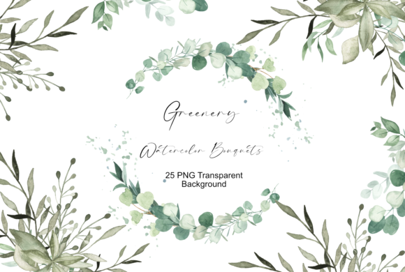 Download Greenery Bouquets Watercolor Clipart - Bouquets Collection