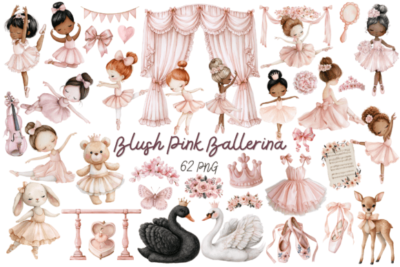 Download Blush Pink Ballerina Clipart Bundle - Blush pink Collection